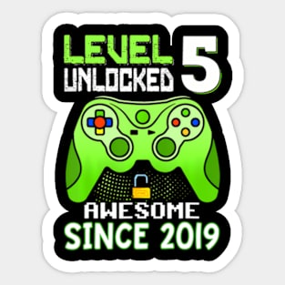 Level 5 Unlocked Awesome 2019 Video Game 5Th Birthday Boy Sticker